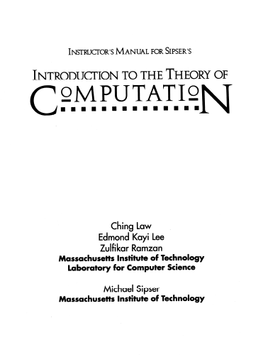 Solution Manual Introduction to the Theory of Computation - Pdf